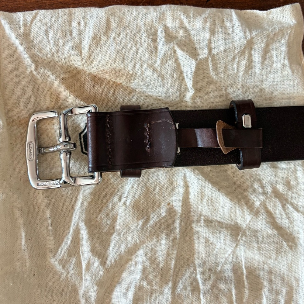 EUC Coach Dark Brown Leather Belt wtih Silver Buckle - Picture 4 of 6